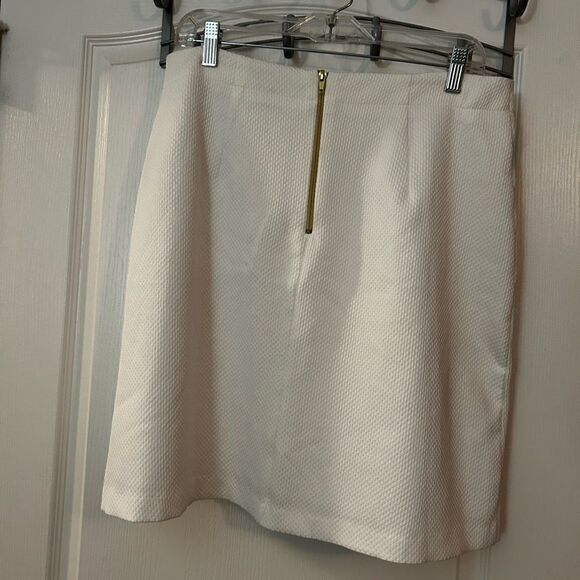 Worthington White Pleated Waffle Textured Skirt Women’s 12 EUC - Picture 3 of 11